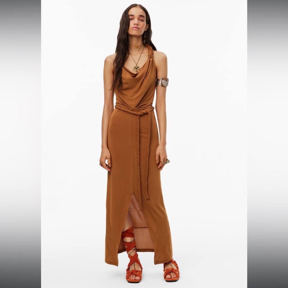 Zara S2s limited addition braided rope halter dress